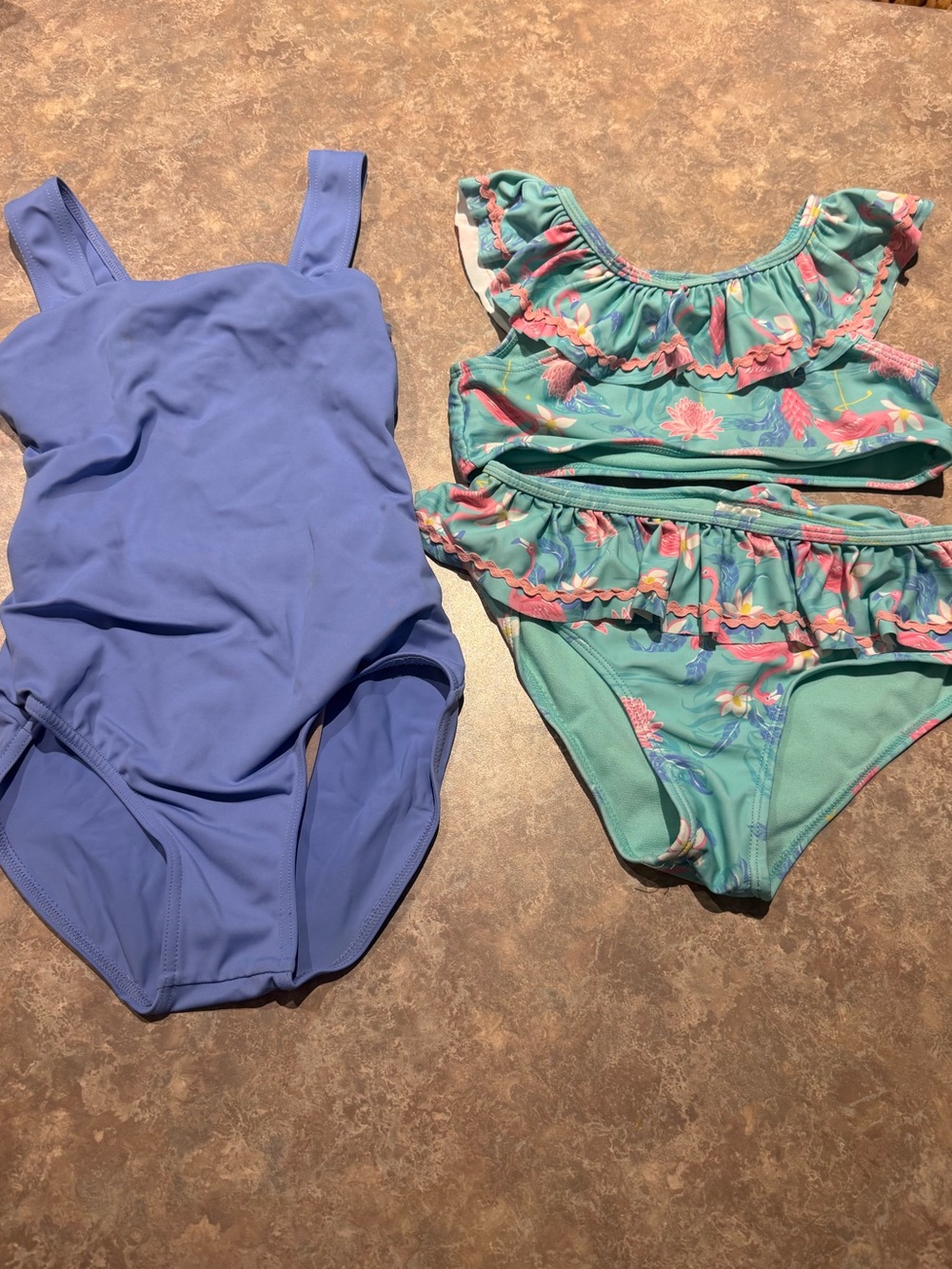 Lot of 2 - balera & Tommy Bahama Light Blue Bathing Suit Nude Lining Floral
